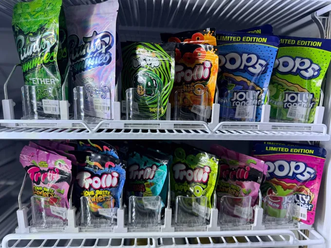 Packaged products on display